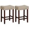 24 Inch Set of 2 Bar Stool with Curved Seat Cushions and Nail Head Trim